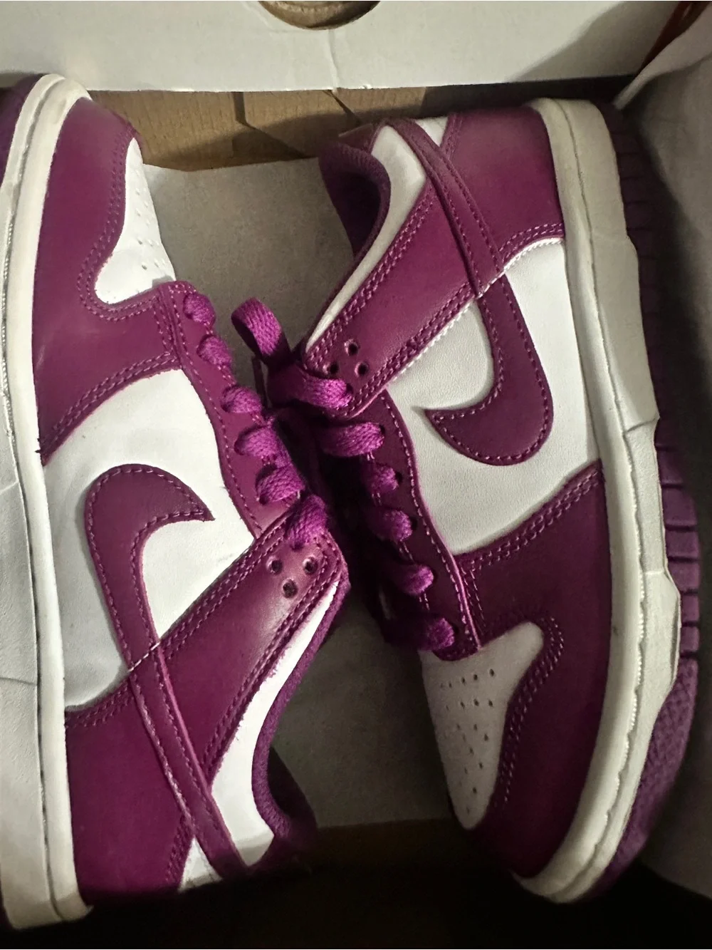Nike Dunk Low Purple and White Leather Sneakers